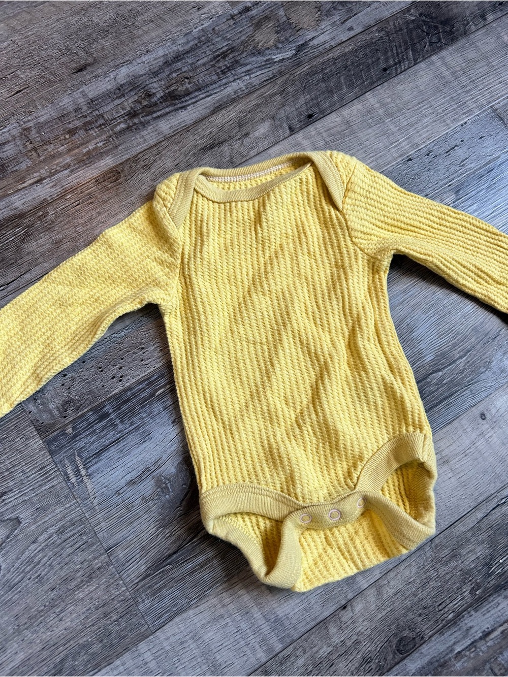 cloud island Yellow Knit Long-Sleeve Baby One-Piece